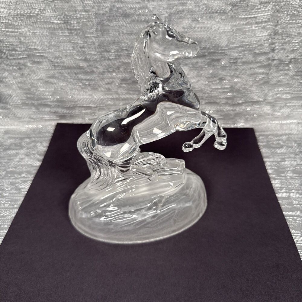 Vintage Cristal d'Arques Lead Crystal Rearing Horse Figurine Frosted Base 6”